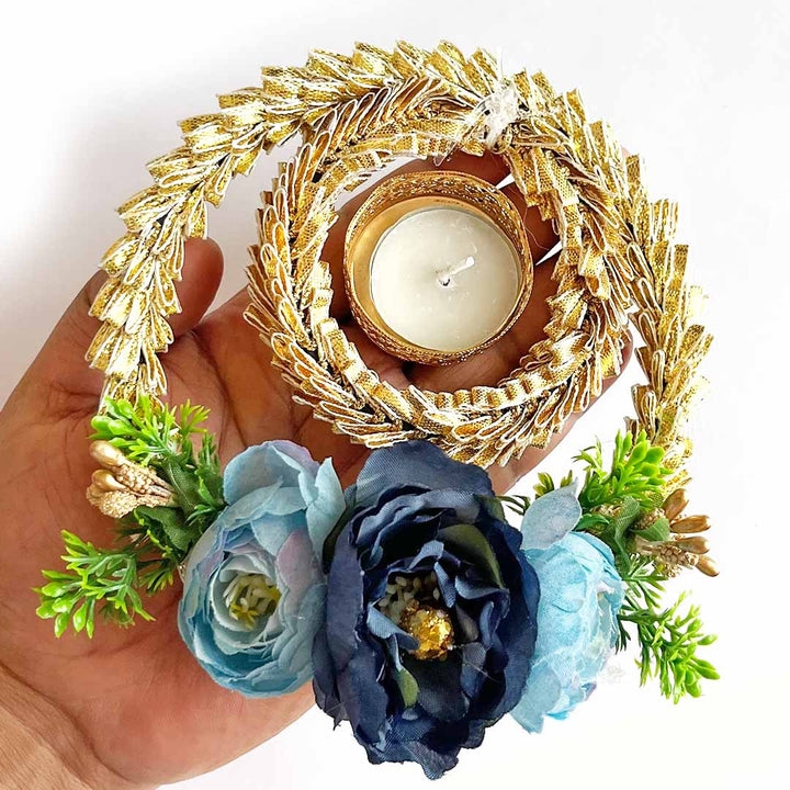 Decorative Floral Rangoli Tea-light Holder Pair For Diwali, Home Decoration & Festive Design 1