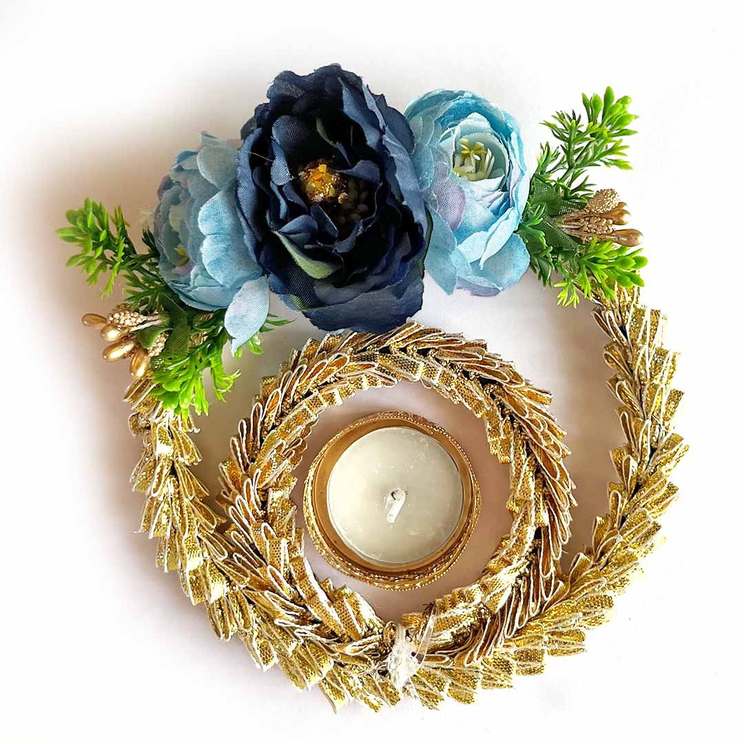 Decorative Floral Rangoli Tea-light Holder Pair For Diwali, Home Decoration & Festive Design 1