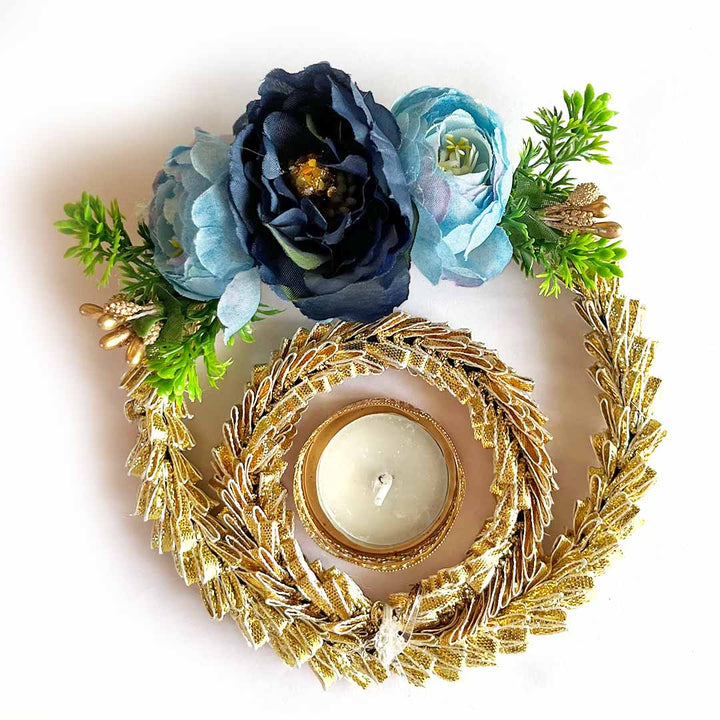 Decorative Floral Rangoli Tea-light Holder Pair For Diwali, Home Decoration & Festive Design 1