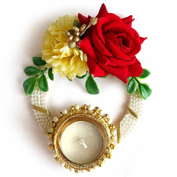 Decorative Floral Rangoli Tea-light Holder Pair For Diwali, Home Decoration & Festive Design 2