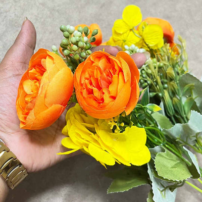 Orange & Yellow Color Peony Flower Bunch