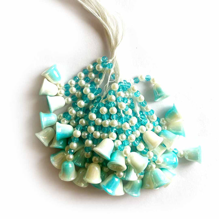 Sea Green Bells Beads Hanging Tassels Pack Of 20 For Diy art & Craft Decorations