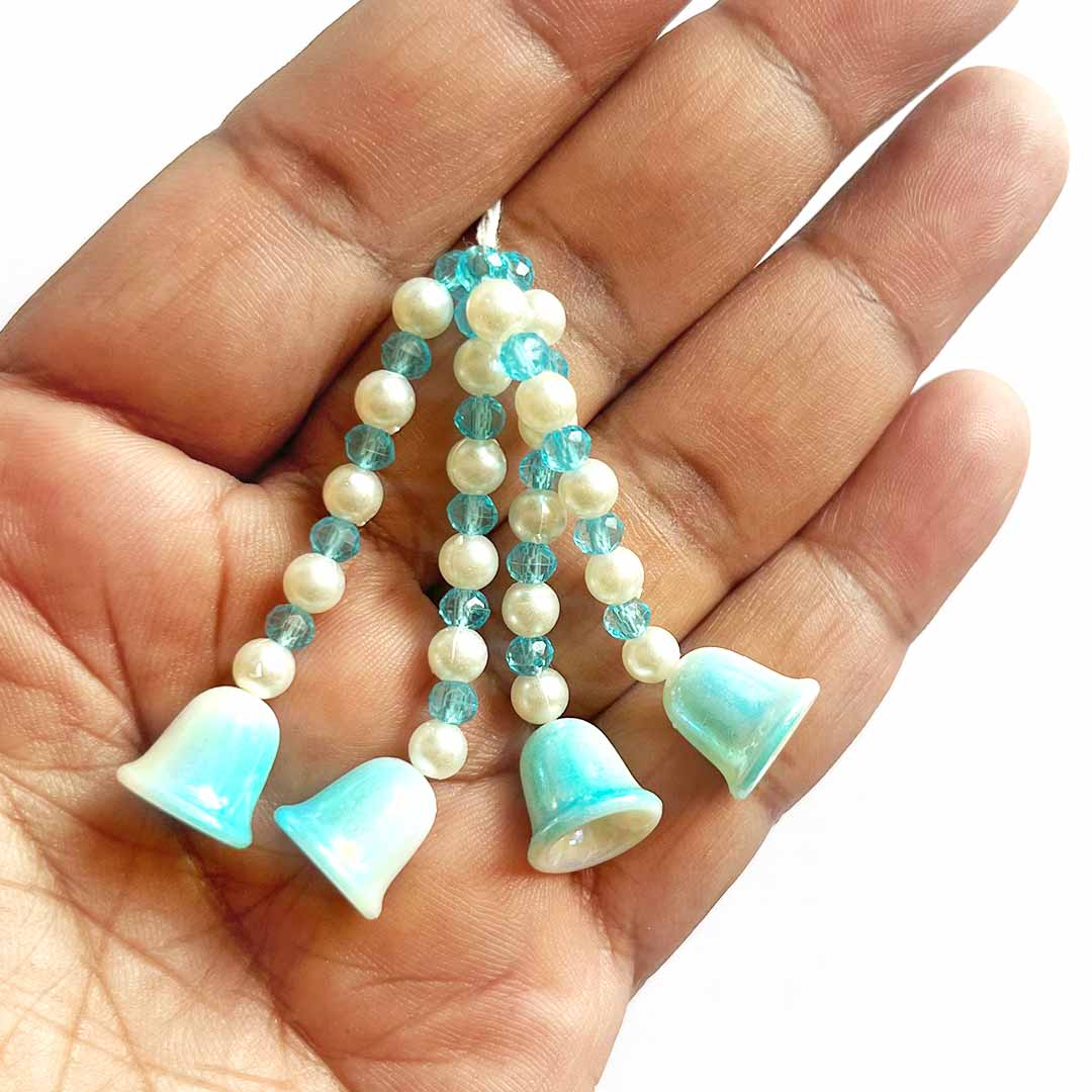 Sea Green Bells Beads Hanging Tassels Pack Of 20 For Diy art & Craft Decorations