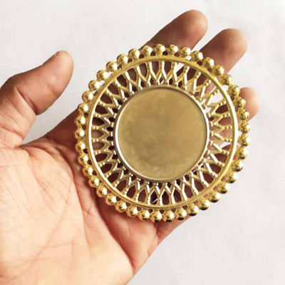Round Shape Golden Color Metal Patra Pack Of 20