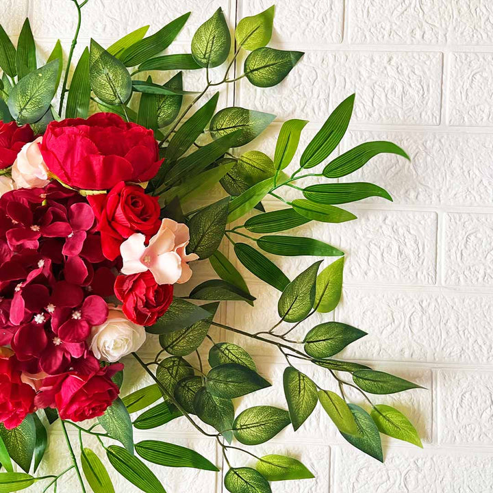 Set of 2 Elegant Red Flower Arrangement | Table Centerpiece Decor | Wedding, Festive & Gifting Use