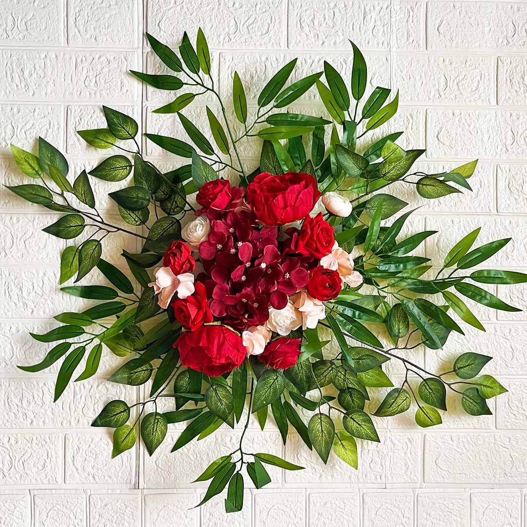 Set of 2 Elegant Red Flower Arrangement | Table Centerpiece Decor | Wedding, Festive & Gifting Use