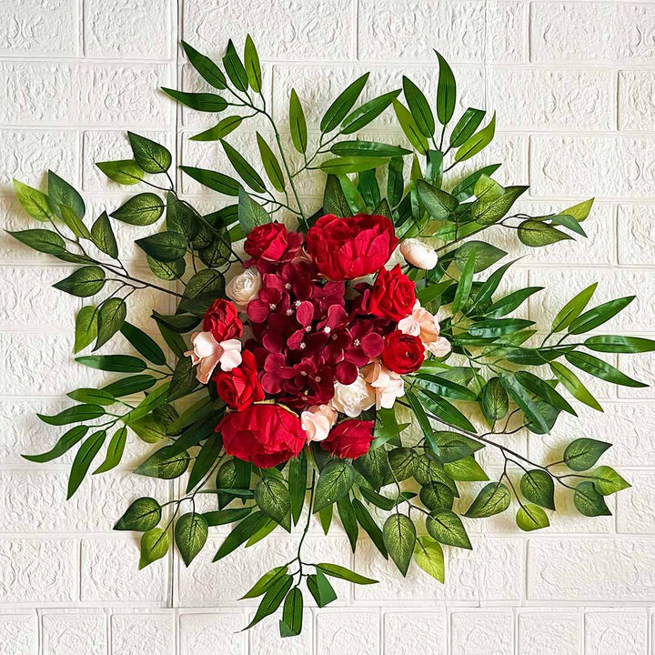 Set of 2 Elegant Red Flower Arrangement | Table Centerpiece Decor | Wedding, Festive & Gifting Use
