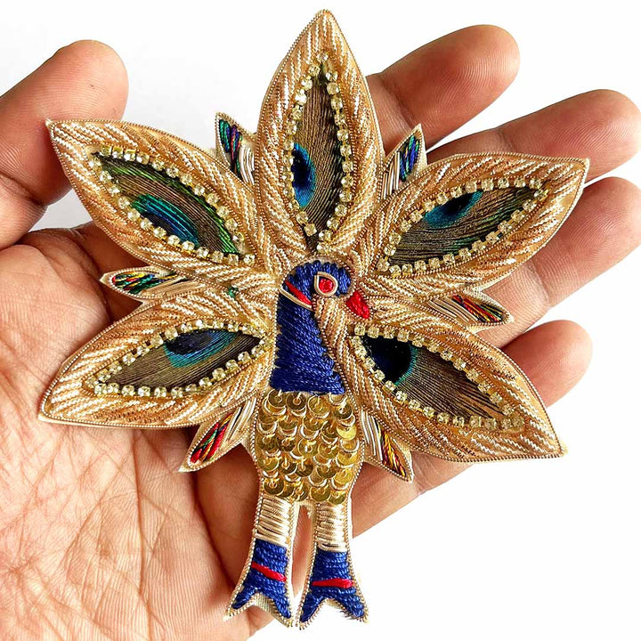 Handcrafted Nakshi embroidery Peacock Applique Patch Pack of 2 for Home Decoration & Diwali Festive DIY Art & Craft Work