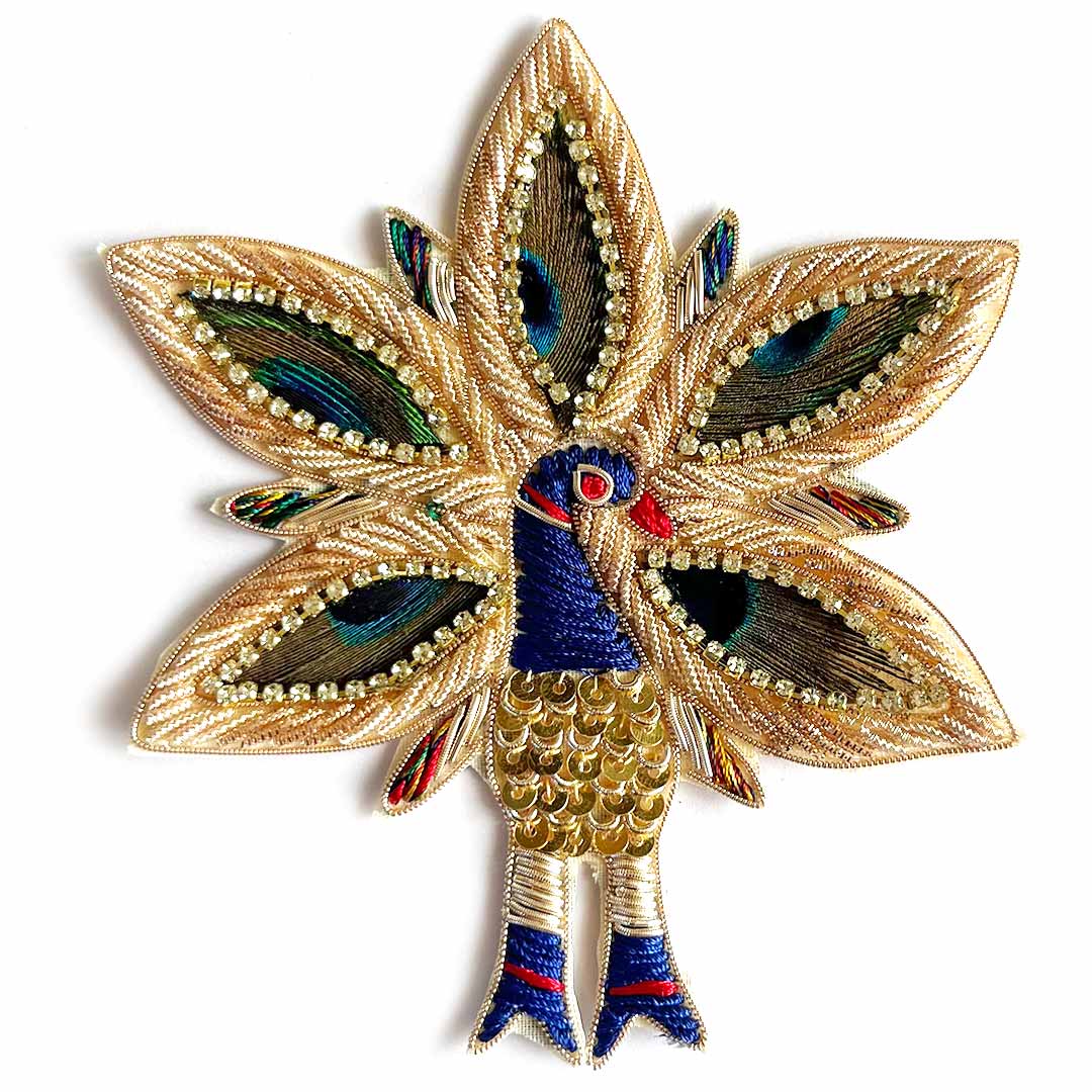 Handcrafted Nakshi embroidery Peacock Applique Patch Pack of 2 for Home Decoration & Diwali Festive DIY Art & Craft Work