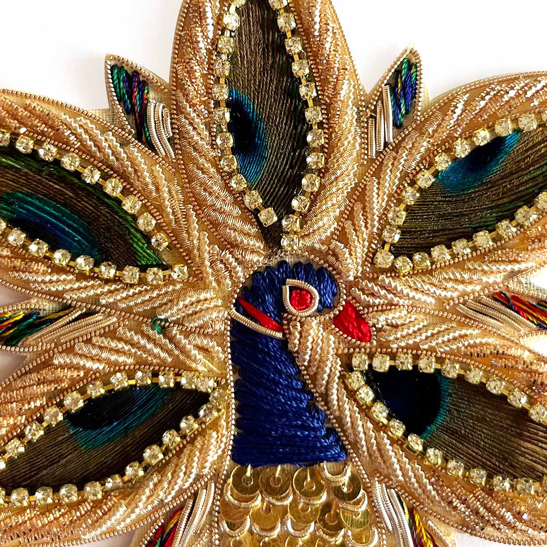 Handcrafted Nakshi embroidery Peacock Applique Patch Pack of 2 for Home Decoration & Diwali Festive DIY Art & Craft Work