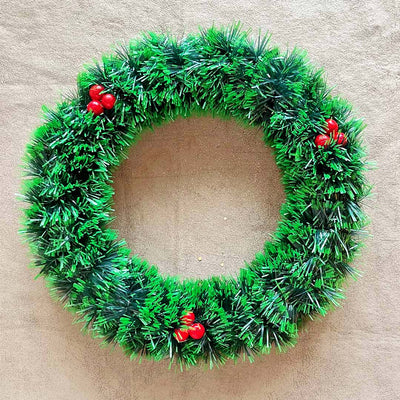 Green Colour Frill With Red Berries Wreath Ring Pack Of 1