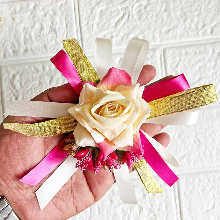 Rose Flower Bunch with Ribbon pack of 4 for Trousseau, Gift Packing & Festive Decor
