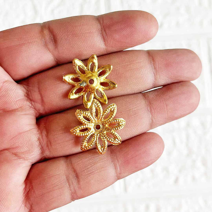 Golden Flower Shape Hanging Cap Pack Of 20 for DIY Art & Craft