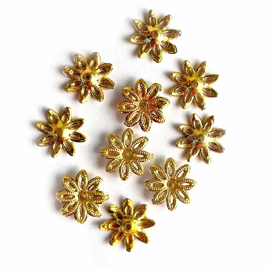 Golden Flower Shape Hanging Cap Pack Of 20 for DIY Art & Craft
