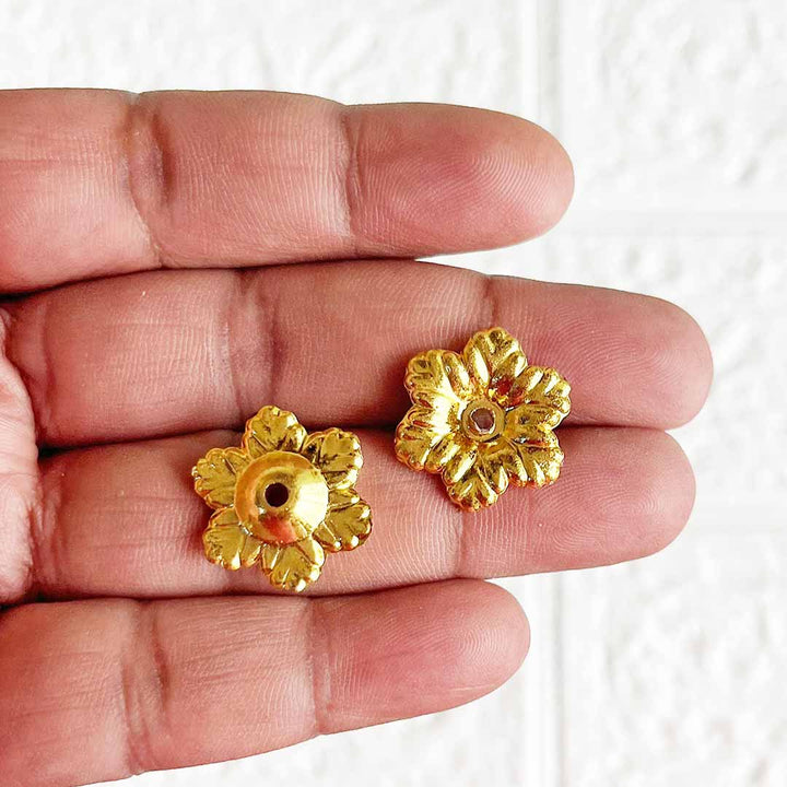 Golden Flower Shape Hanging Cap Pack Of 20 for DIY Art & Craft