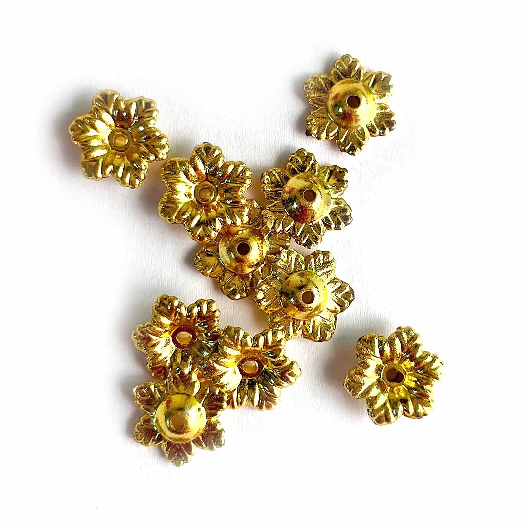 Golden Flower Shape Hanging Cap Pack Of 20 for DIY Art & Craft