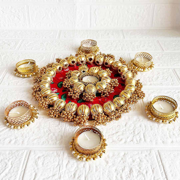 Rangoli Tea-light Holder Design 7 For Diwali, Home Decoration & Festive