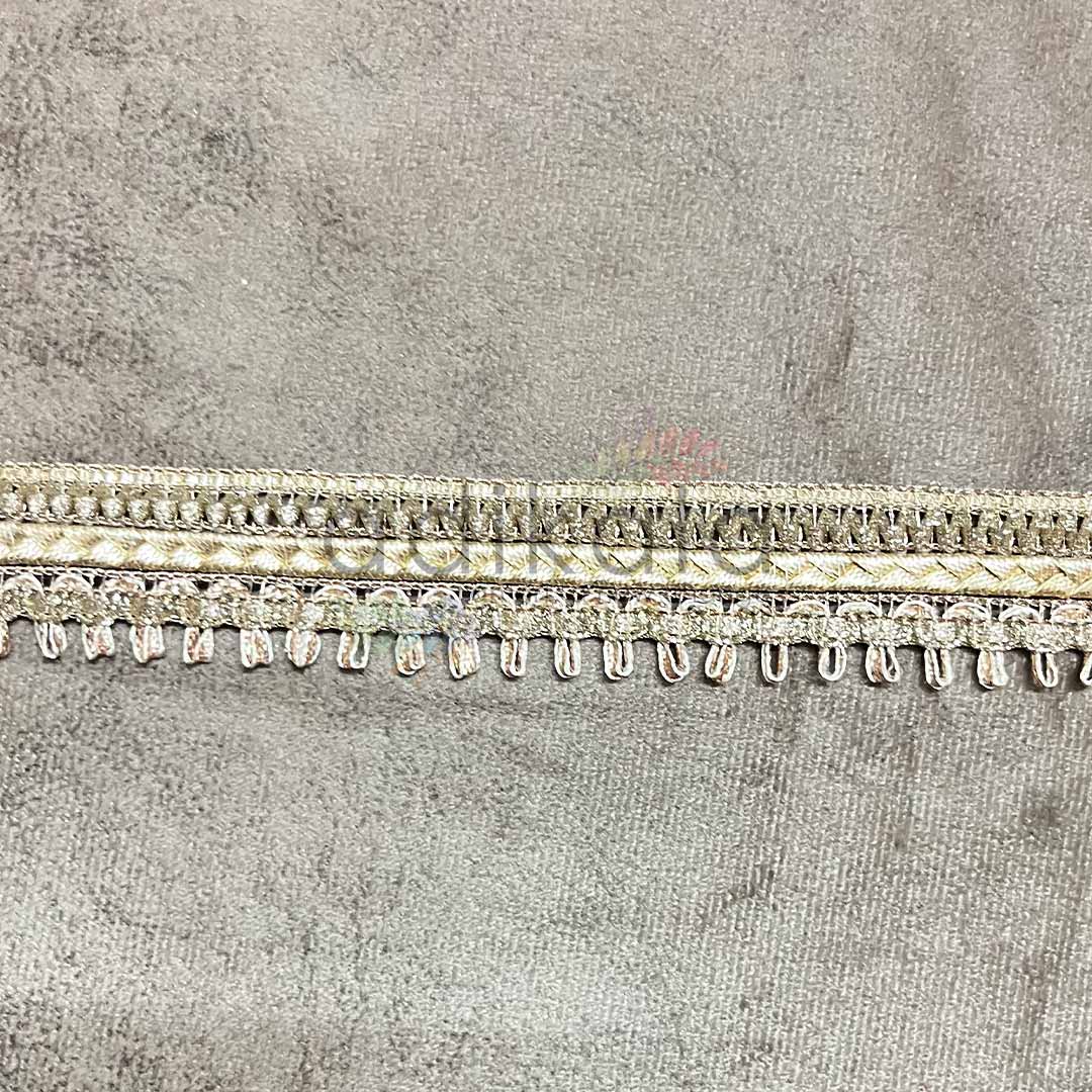 3 Layerd Light Gold Color Broad Lace - 9mtr