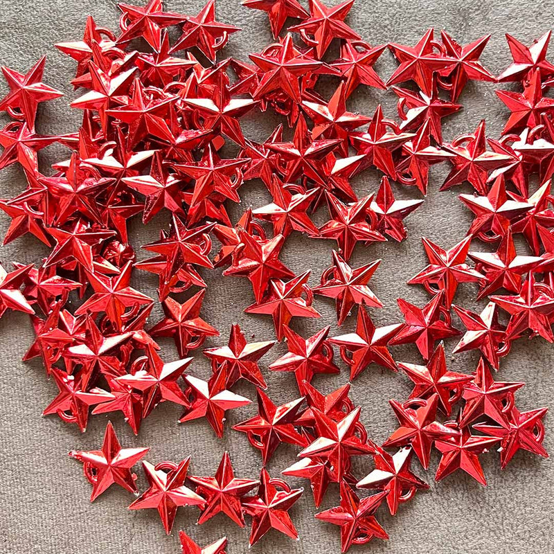 1 Inches Red Color 3d Stars Pack Of 20