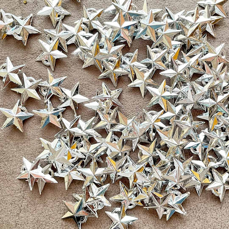 1 Inches Silver Color 3d Stars Pack Of 20