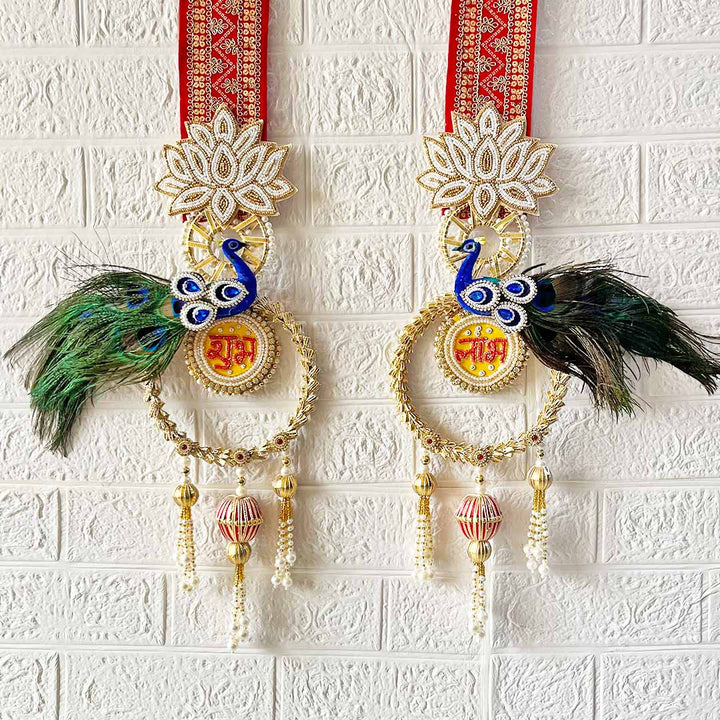 Peacock Pichwai Lotus Hanging – Pack Of Pair | Traditional Wall Décor for Home entrance