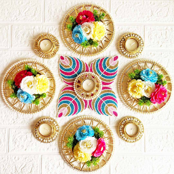 Decorative Rangoli Tea-light Holder Design 5 For Diwali, Home Decoration & Festive