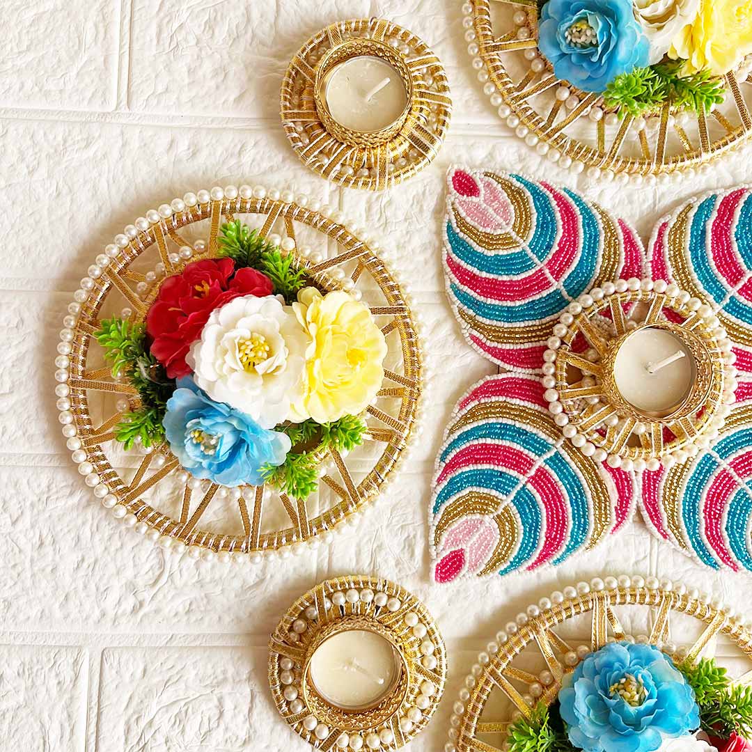 Decorative Rangoli Tea-light Holder Design 5 For Diwali, Home Decoration & Festive