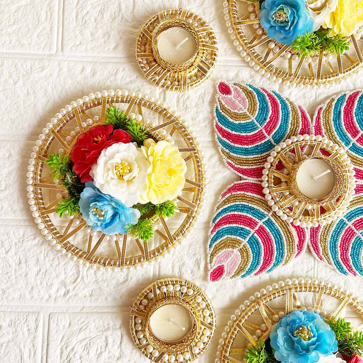 Decorative Rangoli Tea-light Holder Design 5 For Diwali, Home Decoration & Festive