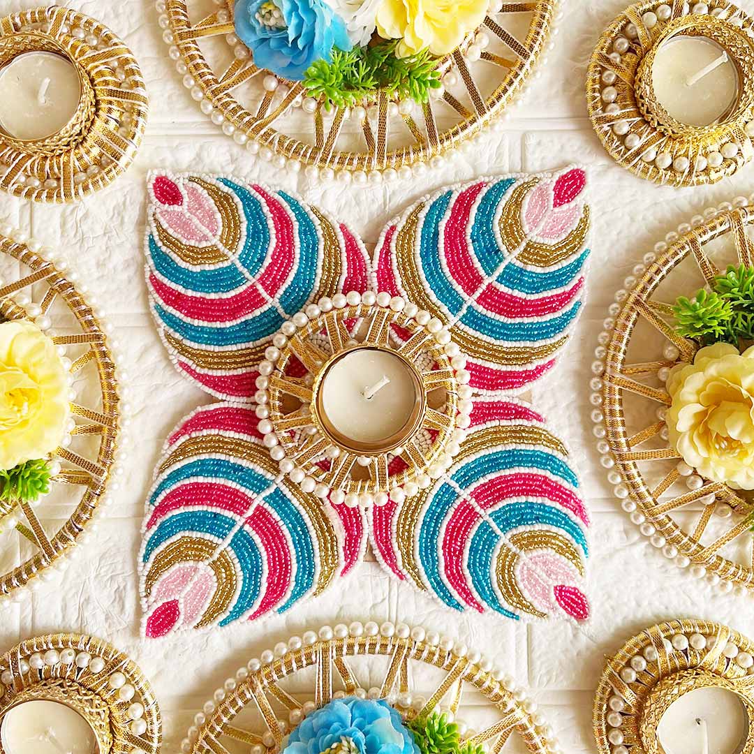 Decorative Rangoli Tea-light Holder Design 5 For Diwali, Home Decoration & Festive