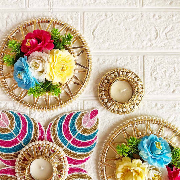 Decorative Rangoli Tea-light Holder Design 5 For Diwali, Home Decoration & Festive