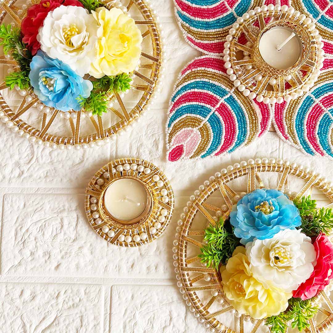 Decorative Rangoli Tea-light Holder Design 5 For Diwali, Home Decoration & Festive