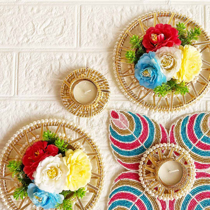 Decorative Rangoli Tea-light Holder Design 5 For Diwali, Home Decoration & Festive