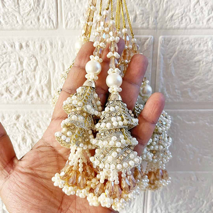 3cone Beaded Latkan Tassel Pack of 2 for Saree Pallu, Blouse, Suits, Dupatta, Lehenga