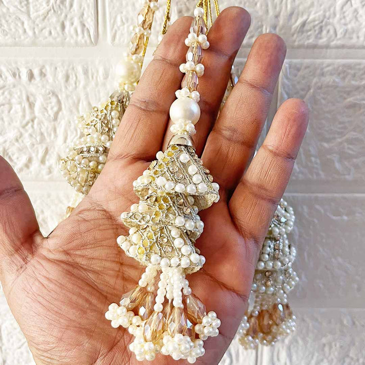 3cone Beaded Latkan Tassel Pack of 2 for Saree Pallu, Blouse, Suits, Dupatta, Lehenga
