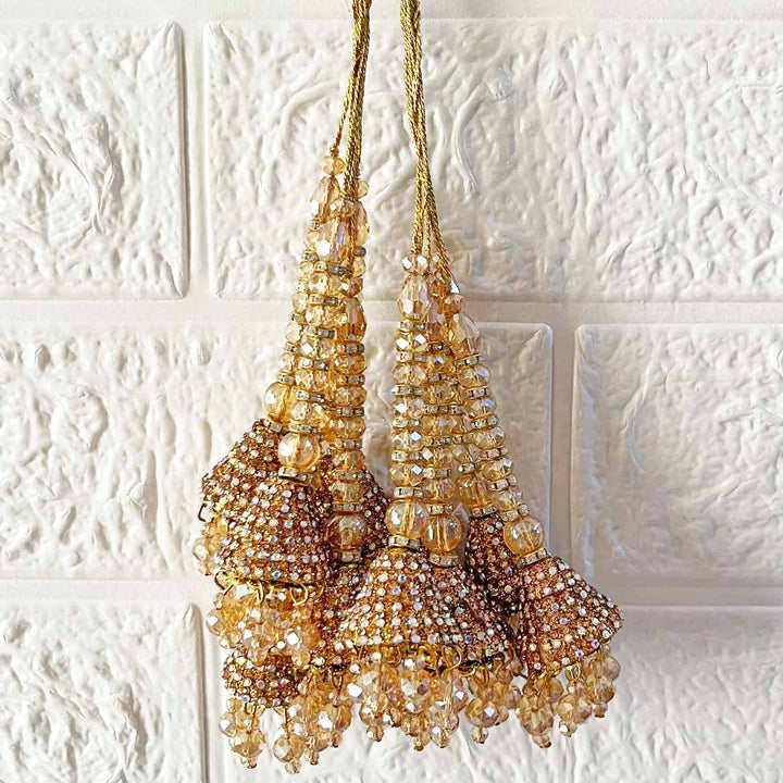 Golden Cone Latkan Tassel Pack of 2 for Saree Pallu, Blouse, Suits, Dupatta, Lehenga