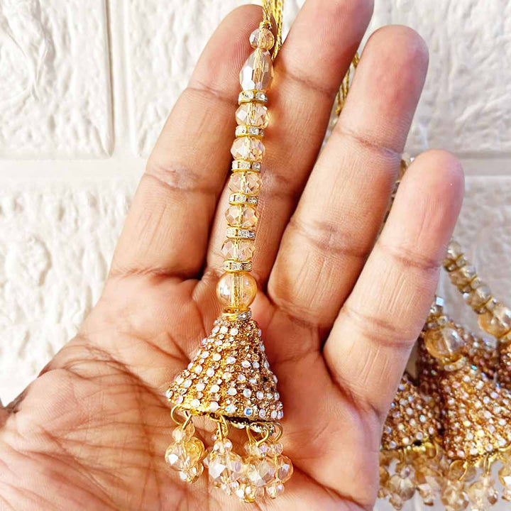 Golden Cone Latkan Tassel Pack of 2 for Saree Pallu, Blouse, Suits, Dupatta, Lehenga