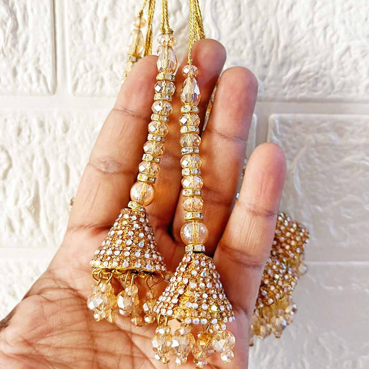 Golden Cone Latkan Tassel Pack of 2 for Saree Pallu, Blouse, Suits, Dupatta, Lehenga