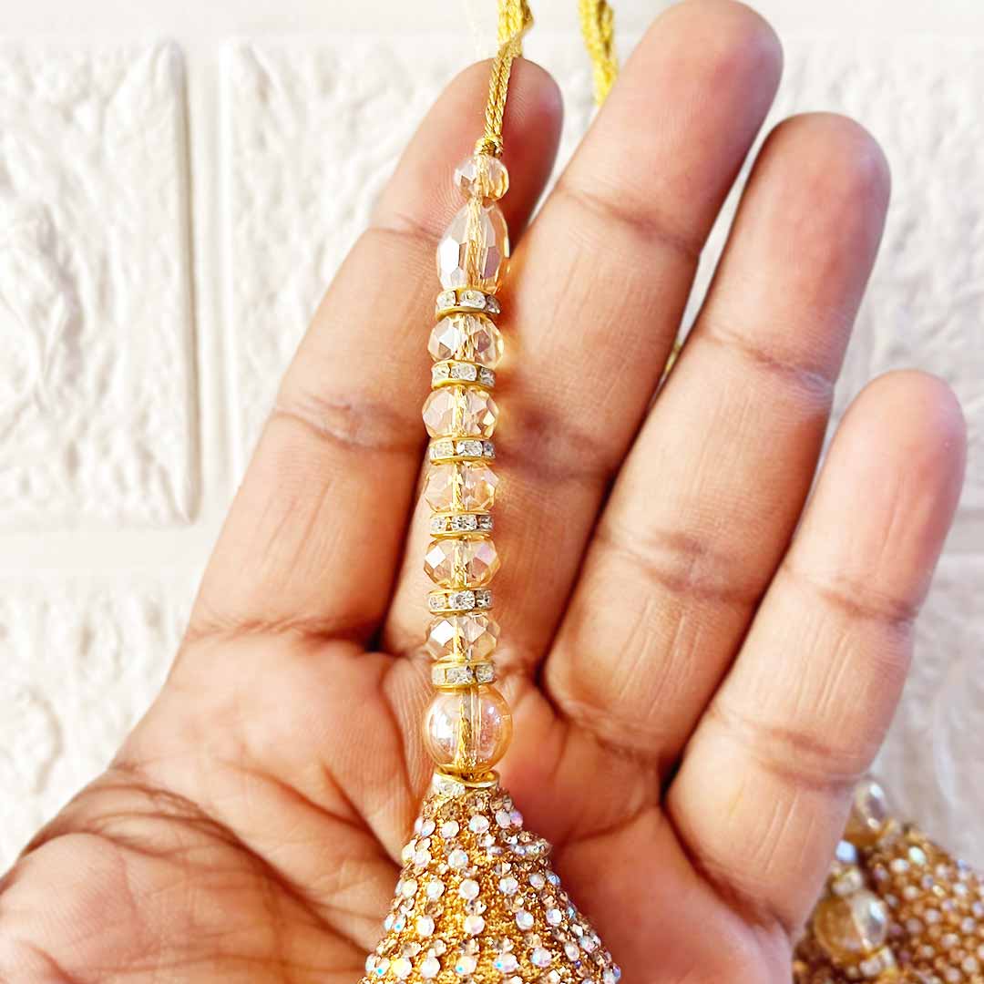 Golden Cone Latkan Tassel Pack of 2 for Saree Pallu, Blouse, Suits, Dupatta, Lehenga