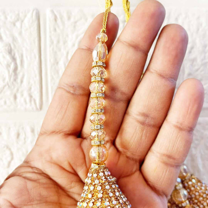 Golden Cone Latkan Tassel Pack of 2 for Saree Pallu, Blouse, Suits, Dupatta, Lehenga
