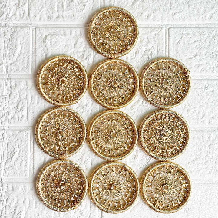 3 Inch Golden Crochet Weaving Ring Set of 10 | Perfect for Wedding & Festive Decoration, DIY Art & Crafts