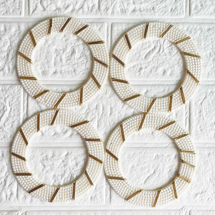 White Beaded Ring Set of 10 | Perfect for Wedding & Festive Decoration, DIY Art & Crafts