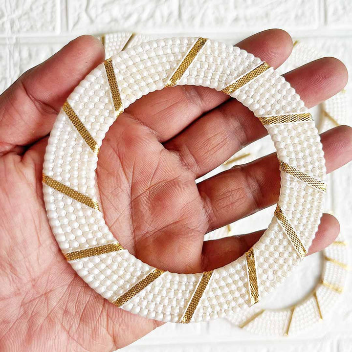White Beaded Ring Set of 10 | Perfect for Wedding & Festive Decoration, DIY Art & Crafts