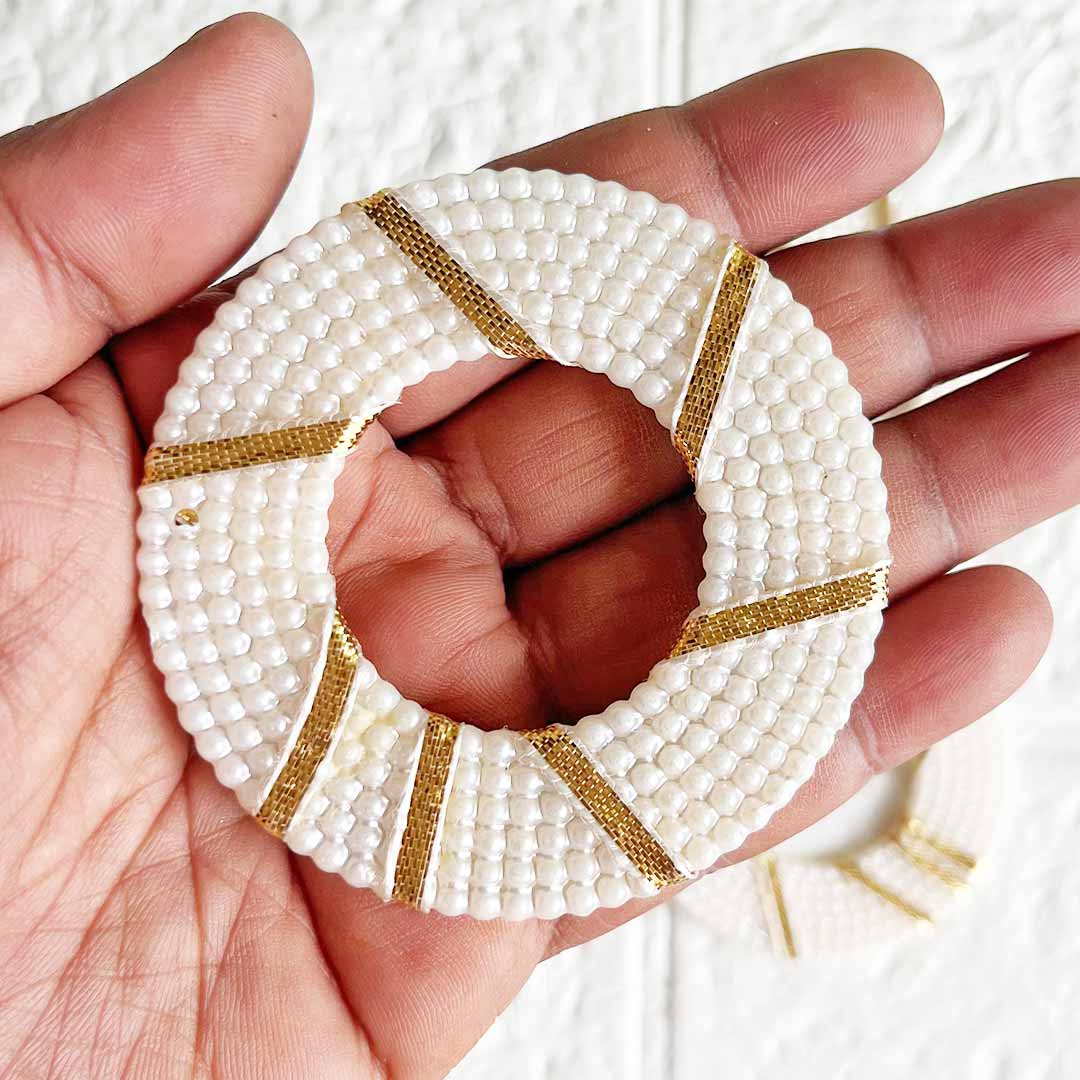 White Beaded Ring Set of 10 | Perfect for Wedding & Festive Decoration, DIY Art & Crafts