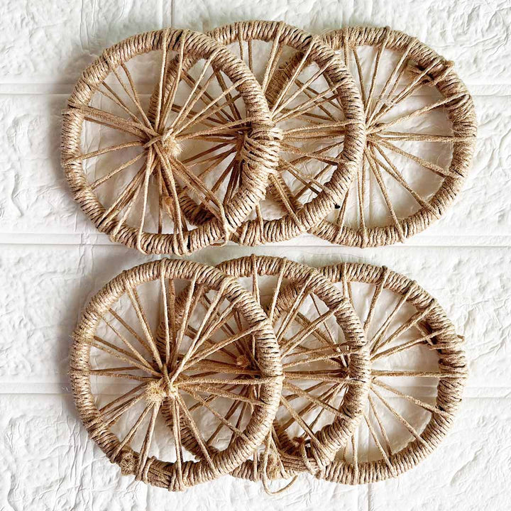 5INCH Brown Jute Chakra Set of 10 | for Wedding & Festive Decoration, DIY Art & Craft