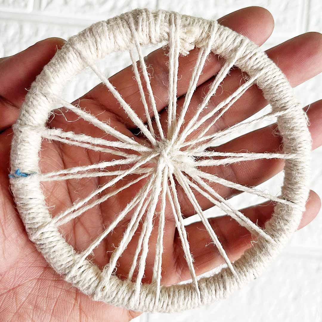 5INCH White Jute Chakra Set of 10 | for Wedding & Festive Decoration, DIY Art & Craft