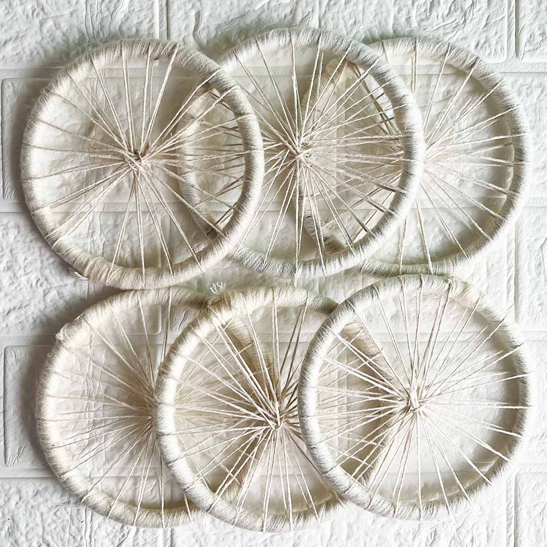5INCH White Jute Chakra Set of 10 | for Wedding & Festive Decoration, DIY Art & Craft