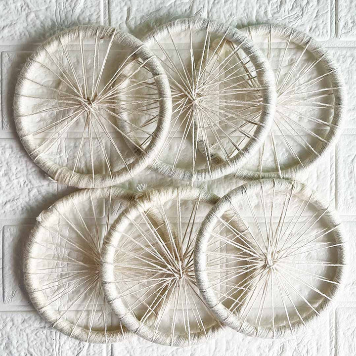 5INCH White Jute Chakra Set of 10 | for Wedding & Festive Decoration, DIY Art & Craft