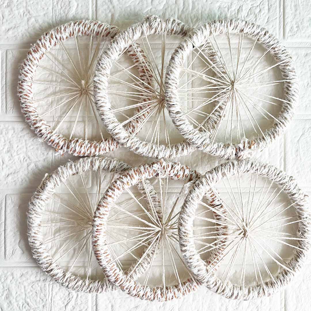 6INCH White Jute Chakra Set of 10 | for Wedding & Festive Decoration, DIY Art & Craft