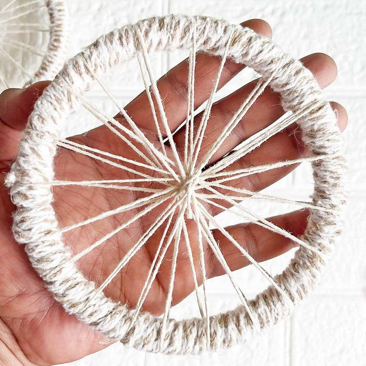 6INCH White Jute Chakra Set of 10 | for Wedding & Festive Decoration, DIY Art & Craft