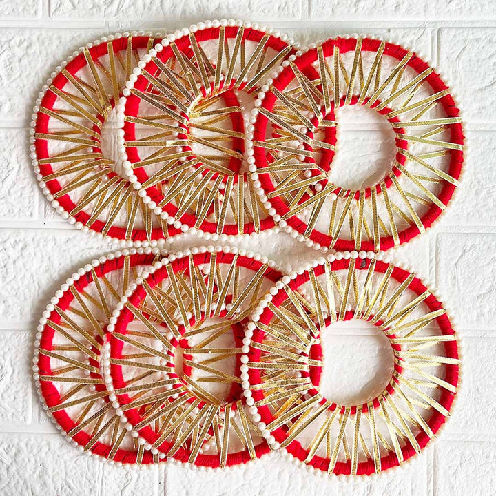 8INCH Red Gota Beaded Chakra Set of 10 | for Wedding & Festive Decoration, DIY Art & Craft